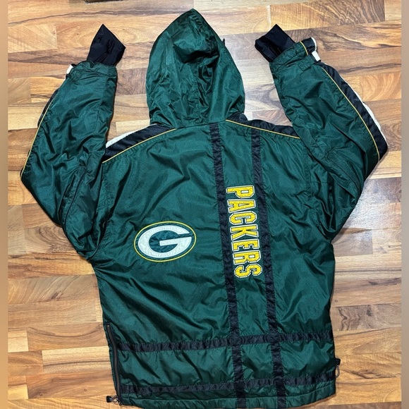 Champion Pro Line Green Bay Packers Pull Over 1/4 Zip NFL Pocket Hooded Size L - Picture 2 of 8